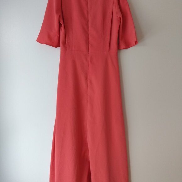 Amish Mennonite Cape Dress 34"B 27.5"W Handmade Modest STAINS Pink Coral Crinkle - Picture 12 of 16